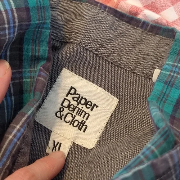 Paper Denim & Cloth Plaid Short Sleeved Button Down Short - Picture 3 of 4